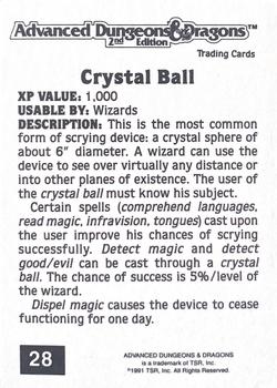 1991 TSR Advanced Dungeons & Dragons #28 Crystal Ball Back