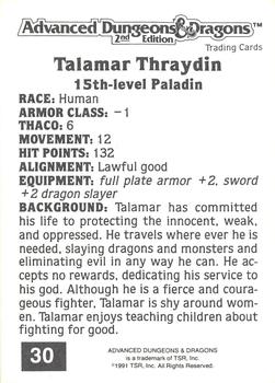 1991 TSR Advanced Dungeons & Dragons #30 Talamar Thraydin Back