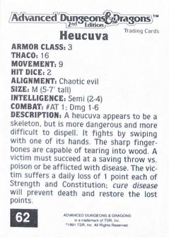 1991 TSR Advanced Dungeons & Dragons #62 Heucuva Back