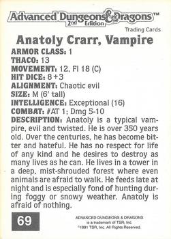 1991 TSR Advanced Dungeons & Dragons #69 Anatoly Crarr, Vampire Back
