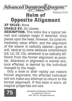 1991 TSR Advanced Dungeons & Dragons #75 Helm of Opposite Alignment Back