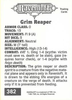 1991 TSR Advanced Dungeons & Dragons #382 Grim Reaper Back