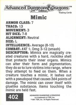 1991 TSR Advanced Dungeons & Dragons #402 Mimic Back
