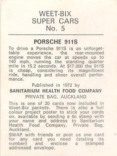 1972 Sanitarium Weet-Bix Super Cars #5 Porsche 911S Back