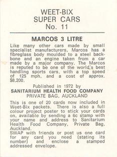 1972 Sanitarium Weet-Bix Super Cars #11 Marcos 3 Litre Back