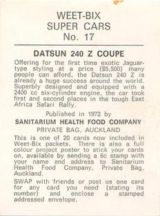 1972 Sanitarium Weet-Bix Super Cars #17 Datsun 240 Z Coupe Back