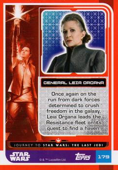 2017 Topps Star Wars Journey to the Last Jedi (UK Release) - Shiny Cards #179 General Leia Organa Back