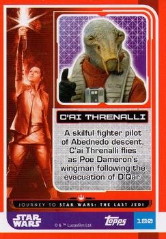 2017 Topps Star Wars Journey to the Last Jedi (UK Release) - Shiny Cards #180 C'ai Threnalli Back
