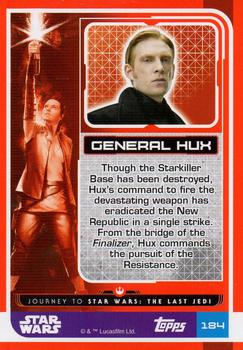 2017 Topps Star Wars Journey to the Last Jedi (UK Release) - Shiny Cards #184 General Hux Back