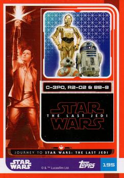 2017 Topps Star Wars Journey to the Last Jedi (UK Release) - Shiny Cards #195 C-3PO, R2-D2 & BB-8 Back
