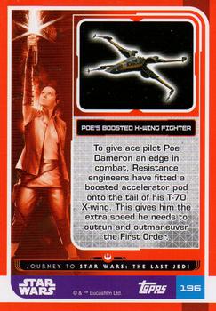 2017 Topps Star Wars Journey to the Last Jedi (UK Release) - Shiny Cards #196 Poe's Boosted X-wing Fighter Back