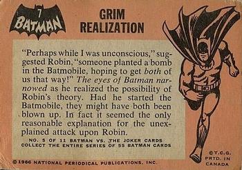 1966 O-Pee-Chee Batman (Black Bat Logo) #7 Grim Realization Back