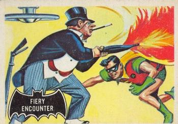 1966 O-Pee-Chee Batman (Black Bat Logo) #19 Fiery Encounter Front