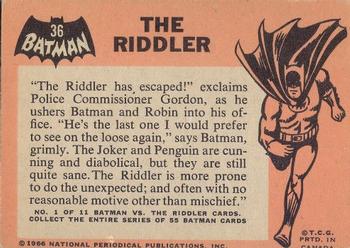 1966 O-Pee-Chee Batman (Black Bat Logo) #36 The Riddler Back