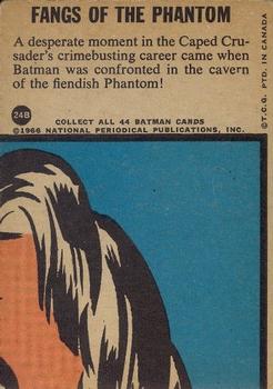 1966 O-Pee-Chee Batman Series B (Blue Bat Logo) #24B Fangs of the Phantom Back