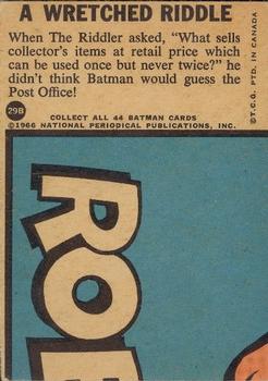 1966 O-Pee-Chee Batman Series B (Blue Bat Logo) #29B A Wretched Riddle Back