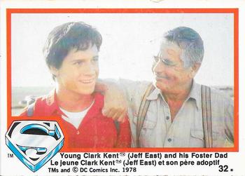 1978 O-Pee-Chee Superman: The Movie #32 Young Clark Kent (Jeff East) and his Foster Dad Front
