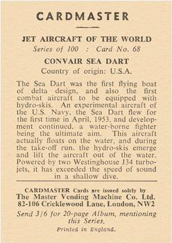 1958 Cardmaster Jet Aircraft of the World #68 Convair Sea Dart Back