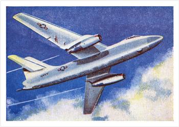 1958 Cardmaster Jet Aircraft of the World #75 Douglas Skywarrior Front