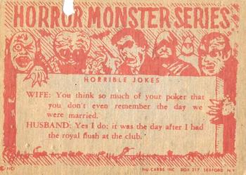 1961 Nu-Cards Horror Monster #9 Bowery Boy Meets the Monster Back