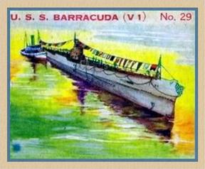 1936 Newport Products Battleship Gum (R20) #29 U.S.S. Barracuda (V1) Front