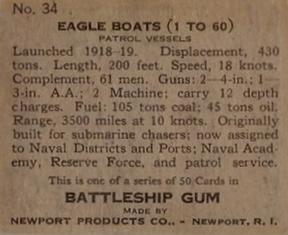 1936 Newport Products Battleship Gum (R20) #34 Eagle Boats (1 to 60) Back