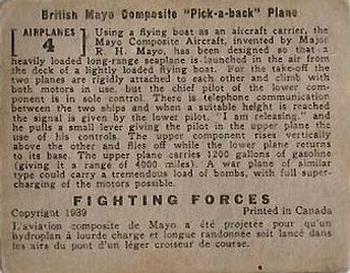 1939 O-Pee-Chee Fighting Forces (V276) #Airplanes 4 British Mayo Composite 