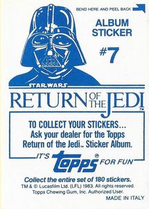 1983 Topps Star Wars: Return of the Jedi Album Stickers #7 Approaching Death Star Back