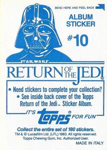 1983 Topps Star Wars: Return of the Jedi Album Stickers #10 Luke Skywalker Back