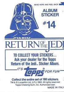 1983 Topps Star Wars: Return of the Jedi Album Stickers #14 Title banner Back