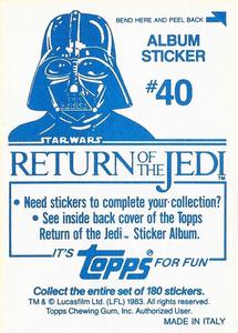 1983 Topps Star Wars: Return of the Jedi Album Stickers #40 Lando as bounty hunter Back
