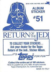 1983 Topps Star Wars: Return of the Jedi Album Stickers #51 Gammorean guard Back