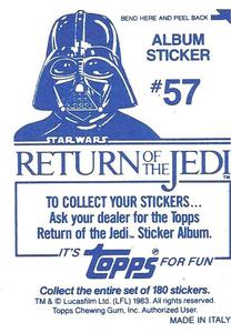 1983 Topps Star Wars: Return of the Jedi Album Stickers #57 Bib Fortuna and Leia as bounty hunter Back