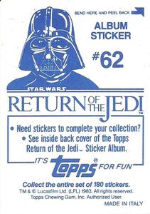 1983 Topps Star Wars: Return of the Jedi Album Stickers #62 Sly's band art Back