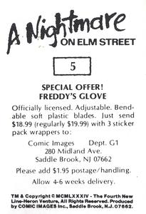 1984 Comic Images A Nightmare on Elm Street Stickers #5 Freddy Krueger Back