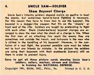 1941 Gum Inc. Uncle Sam (R157) #4 Sham Bayonet Charge Back
