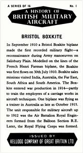 1963 Kellogg A History of British Military Aircraft #1 Bristol Boxkite Back