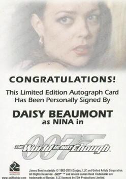 2017 Rittenhouse James Bond Archives Final Edition - Autographs #NNO Daisy Beaumont Back