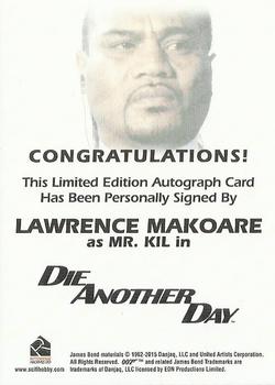 2017 Rittenhouse James Bond Archives Final Edition - Autographs #NNO Lawrence Makoare Back