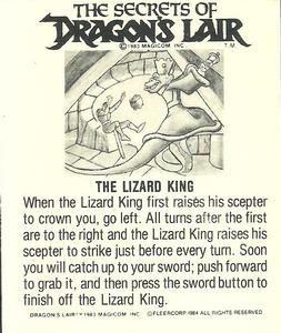 1984 Fleer Dragon's Lair #37 Ride'em Dirk                                    The Lizard King Back