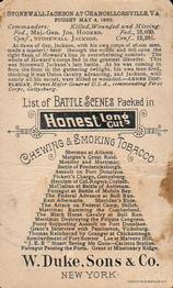 1887 W. Duke Sons & Co. Battle Scenes (N99) #NNO Stonewall Jackson At Chancellorsville Back