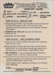 1984 Fleer Dragon's Lair - Rub-off Game #NNO The Fiery Pit Back