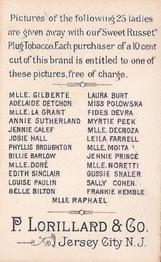 1880 Lorillard & Co. Actresses (N250) #NNO Frankie Kemble Back