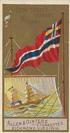 1886 Allen & Ginter Naval Flags (N17) #NNO Norway Commodore's Pennant Front