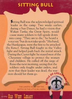 1994 Old West Legacy Publishing Little Big Horn #8 Sitting Bull Back