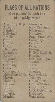 1887 Allen & Ginter Flags of All Nations (N9) #NNO Argentine Republic Back