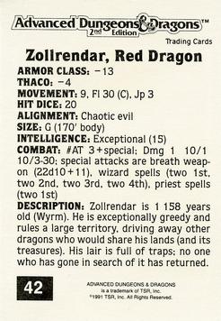 1991 TSR Advanced Dungeons & Dragons - Dragon Magazine #171 #42 Zollrendar, Red Dragon Back