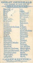 1888 Allen & Ginter Great Generals (N15) #NNO Winfield Scott Back