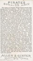 1888 Allen & Ginter Pirates of the Spanish Main (N19) #18 Howel Davis Back