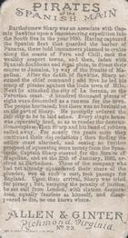 1888 Allen & Ginter Pirates of the Spanish Main (N19) #23 Sharp Back